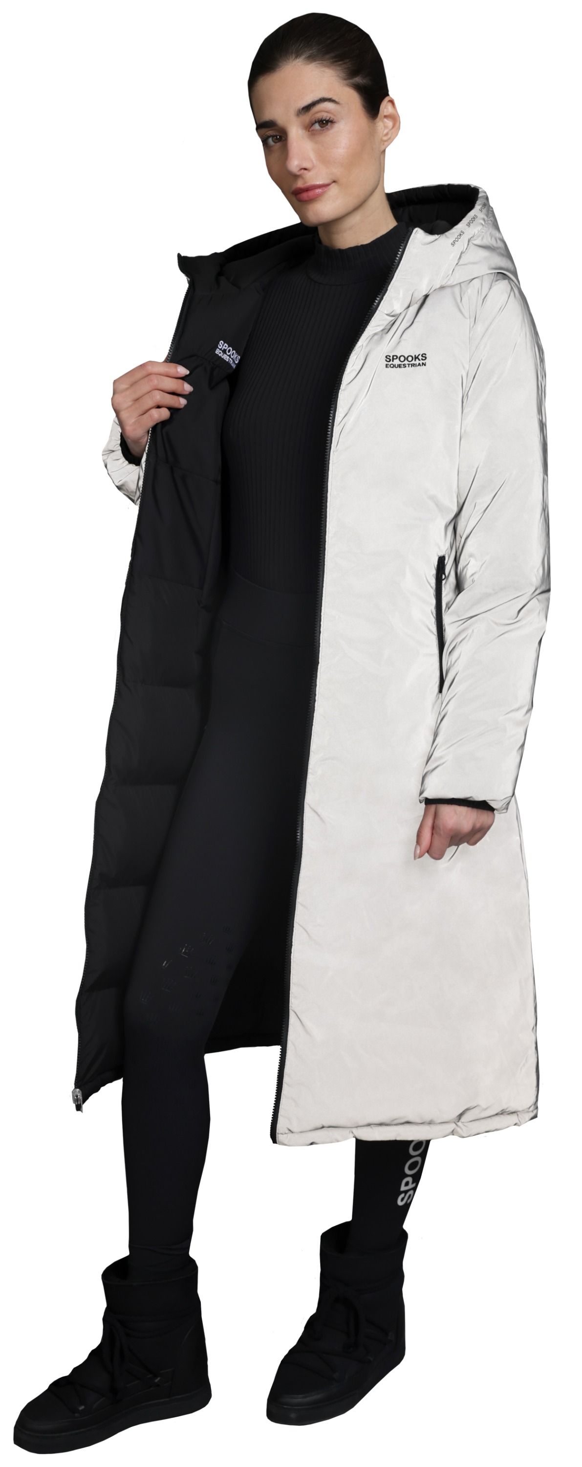 Spooks Lanah Reversible Long Coat, reflektierend