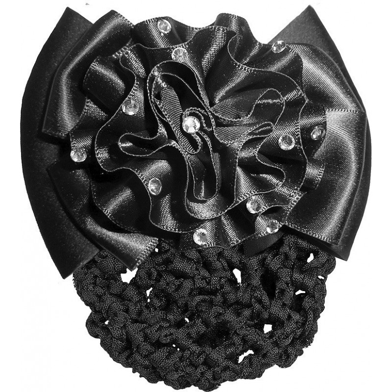 Haarnetz mit Blumenschleife schwarz