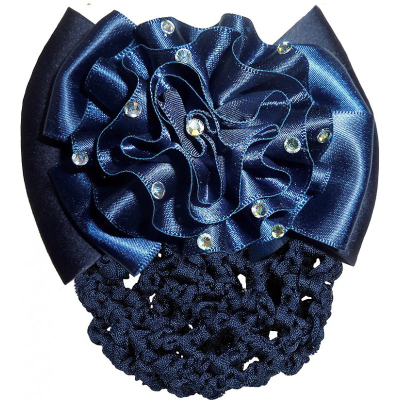 Haarnetz mit Blumenschleife marineblau
